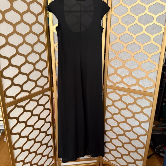 Vintage John Kloss For Cira Size S Black Cap Sleeve Scoop Neck Maxi Nightgown - Picture 6 of 14